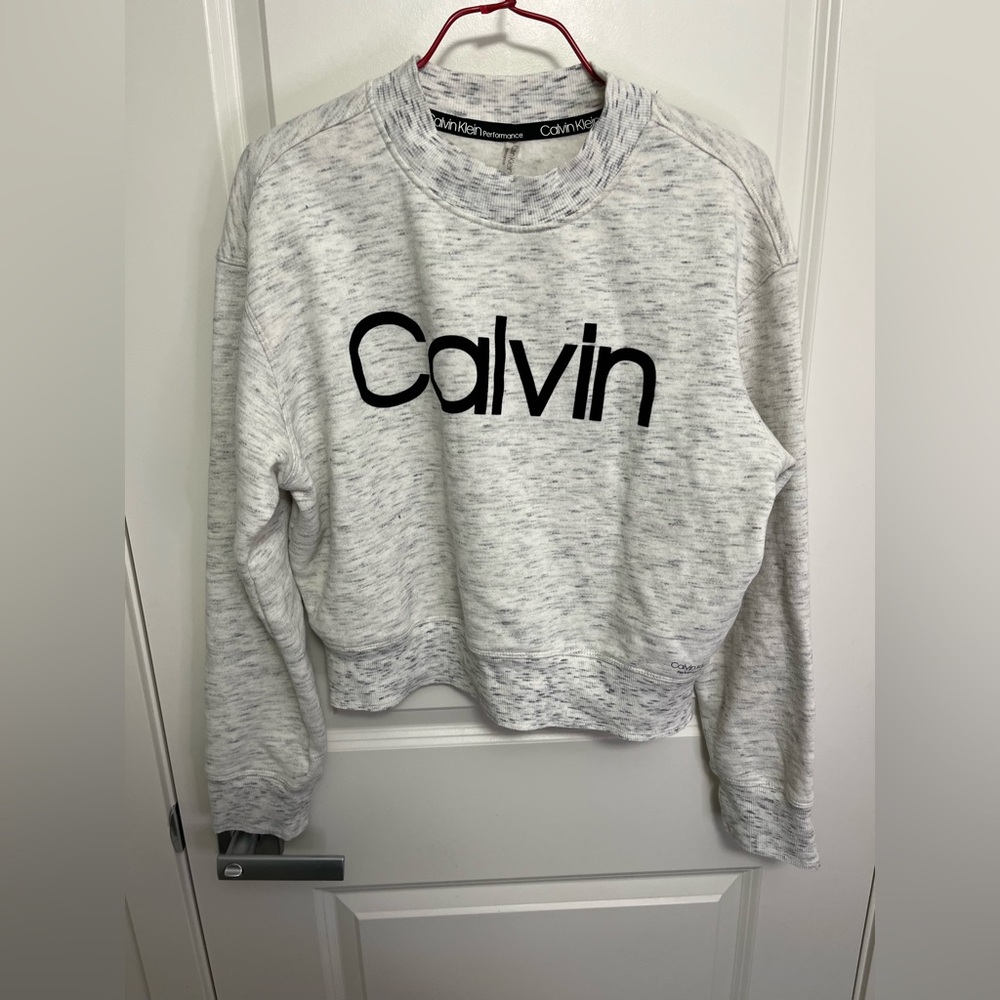 Calvin Klein Women's Performance Grey Cropped Sweatshirt in size L